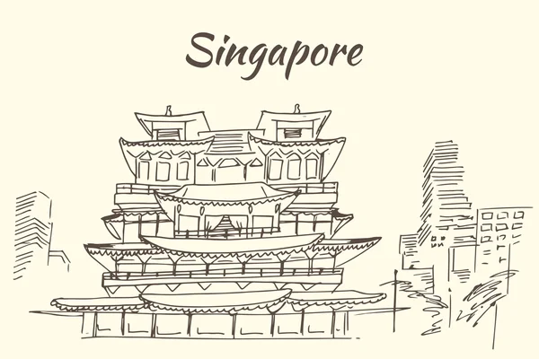 Buddha zub Relic chrám – Singapur — Stockový vektor