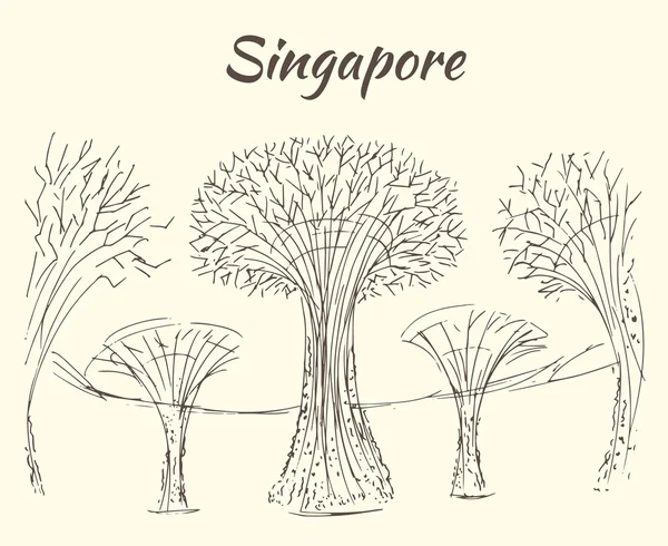 Jardines junto a la bahía - Singapur — Vector de stock