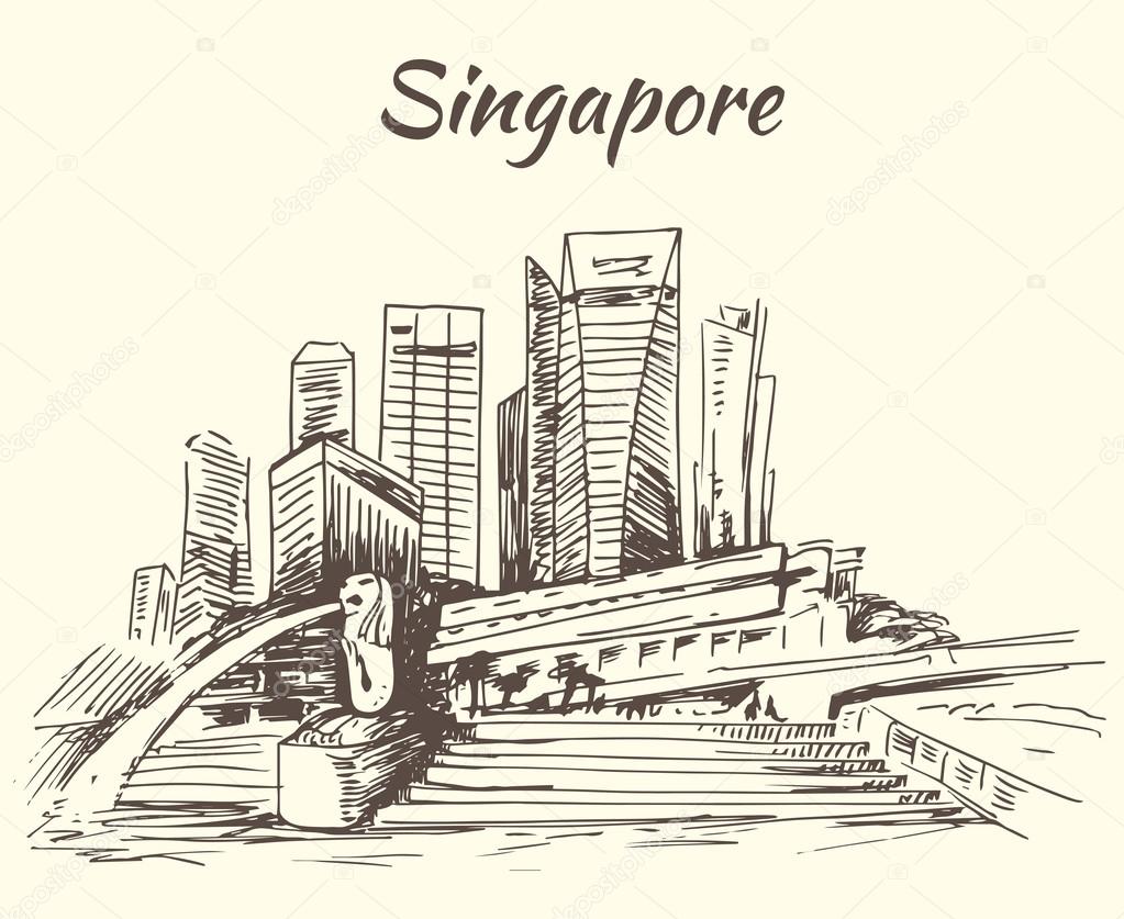 How to draw the Singapore Merlion