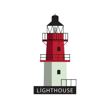 Beyaz zemin üzerine deniz feneri izole