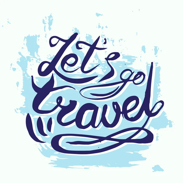 "Let's travel "blue letter card — Vettoriale Stock