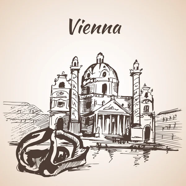 Karlskirche-在维也纳圣查尔斯教堂 — 图库矢量图片