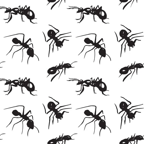 Бесшовный рисунок с черными муравьями — стоковый вектор