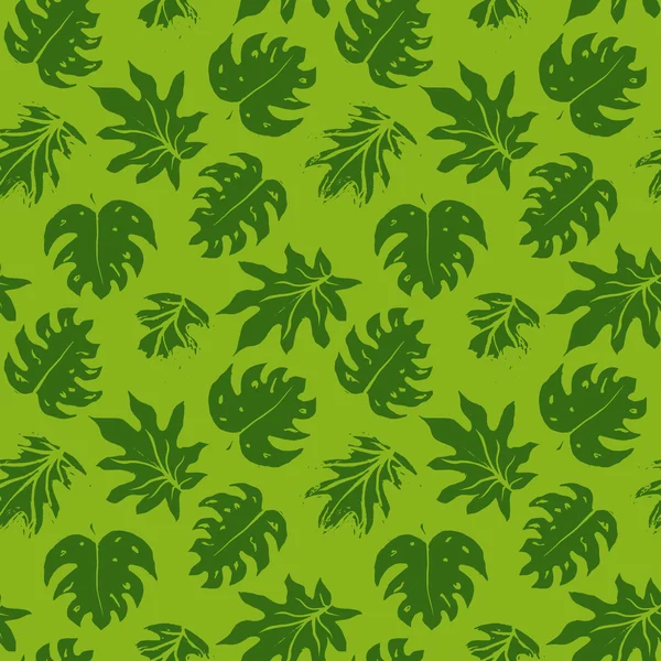 无缝绿色模式与叶子 — 图库矢量图片