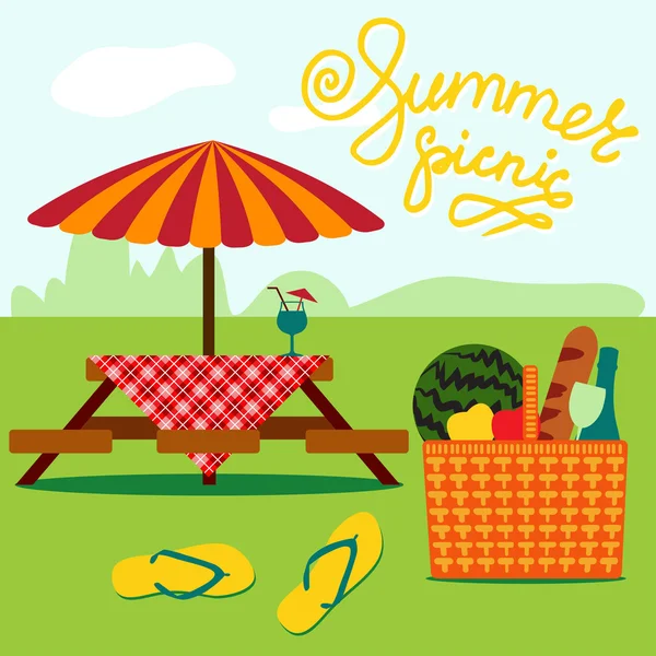 Yaz piknik için açık yer — Stok Vektör