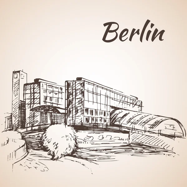 Handgezeichnet hauptbahnhof berlin - berlin central station — Stockvektor