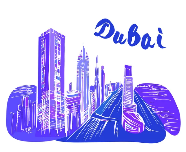 Rascacielos Dubai dibujado a mano — Vector de stock