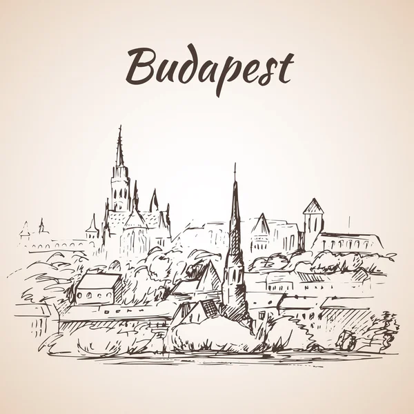 Panoramautsikt över Budapest - Ungern — Stock vektor