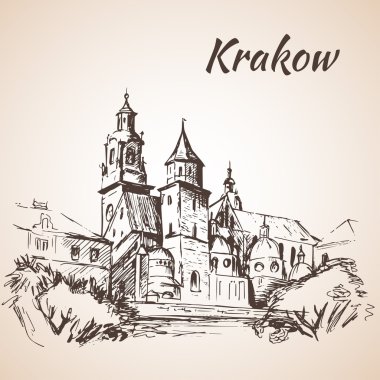 Wawel Katedrali - Krakow, Polonya. Kroki. solated üzerinde beyaz backg