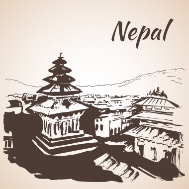 Katmandu Durbar Meydanı Nepal. Kroki. Nepal. Kroki. 