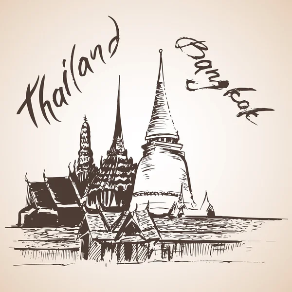 Wat Phra Kaew - Bagjalá, Tailandia . — Vector de stock