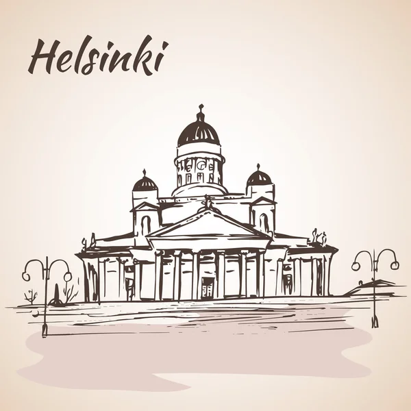 La Cattedrale luterana di Helsinki - Helsinki, Finlandia — Vettoriale Stock