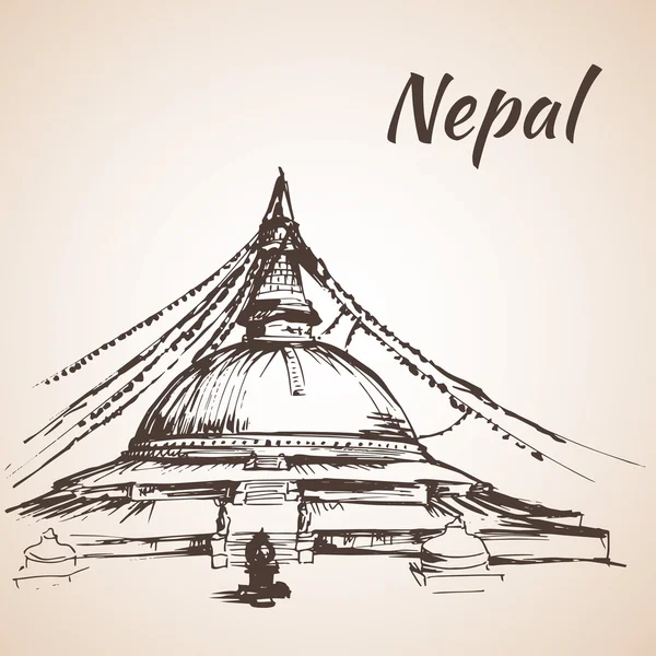 Boudhanath Stupa - Káthmándú, Nepál — Stockový vektor