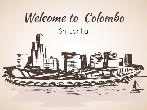 Sri Lanka, moderna Colombo stadsutsikt — Stock vektor