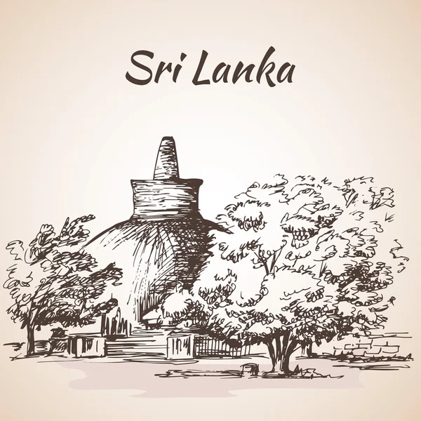 Шри-Ланка - Гигантская Ступа, Джетаванарамая, Древний город — стоковый вектор