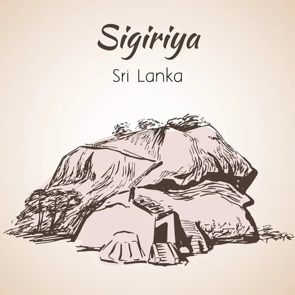 Fortaleza rupestre Sigiriya, Sri Lanka — Archivo Imágenes Vectoriales