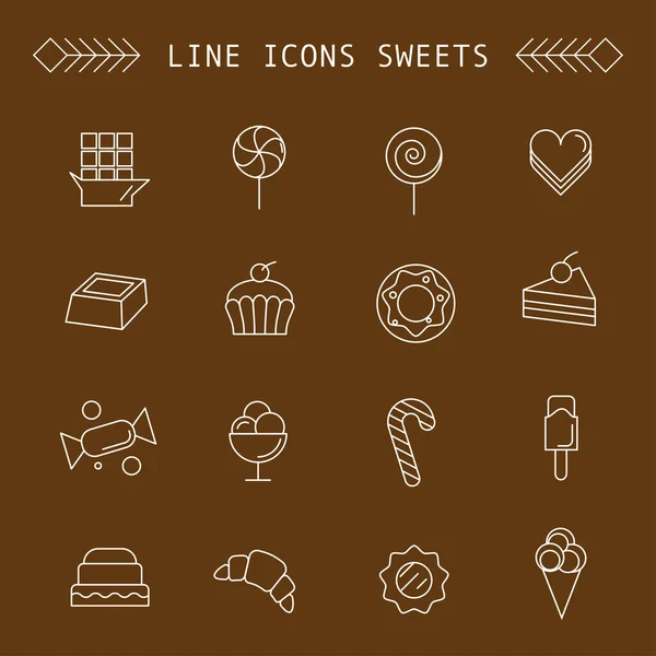 Computer icon set with different sweets — Stock Vector