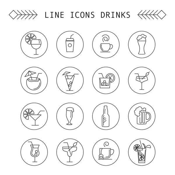 Computer icons of different drinks — Stock Vector