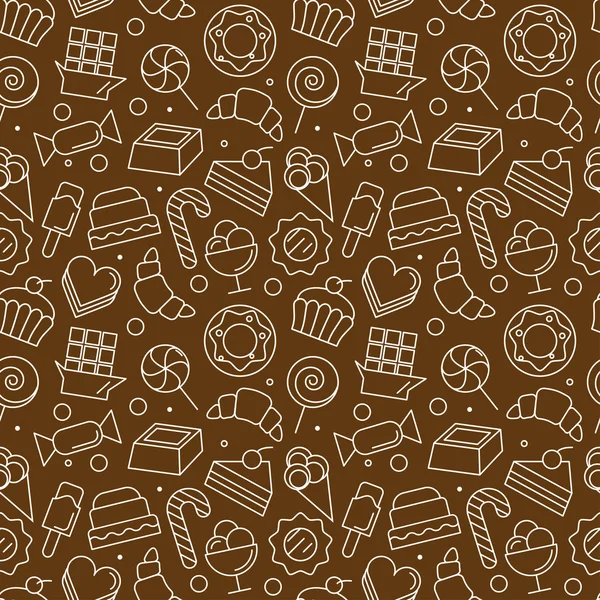 Seamless pattern with different sweet icons — Stock Vector