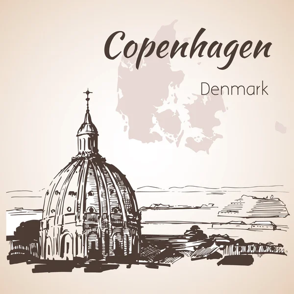 Frederik's Church - Copenhague, Danemark — Image vectorielle