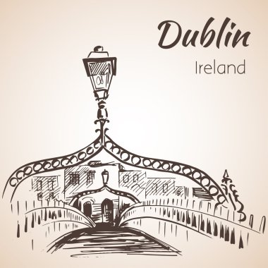Ha'Penny Bridge, Dublin, İrlanda. 