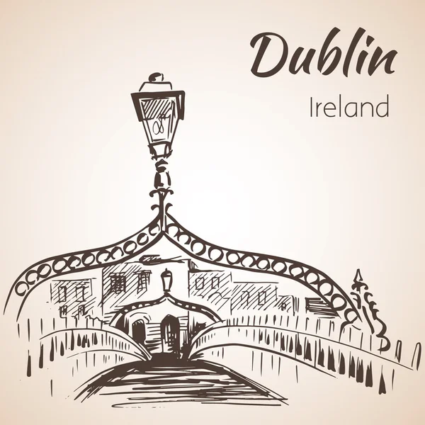 Ha'penny Bridge, Dublin, Ireland. — Stock Vector