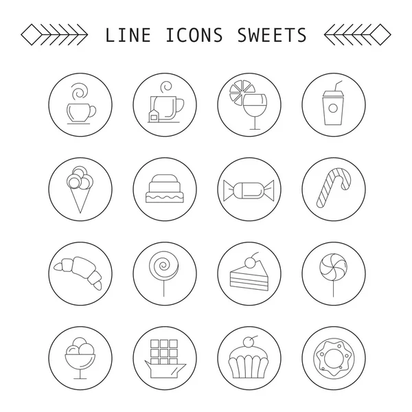 Computer icon set with different sweets — Stock Vector