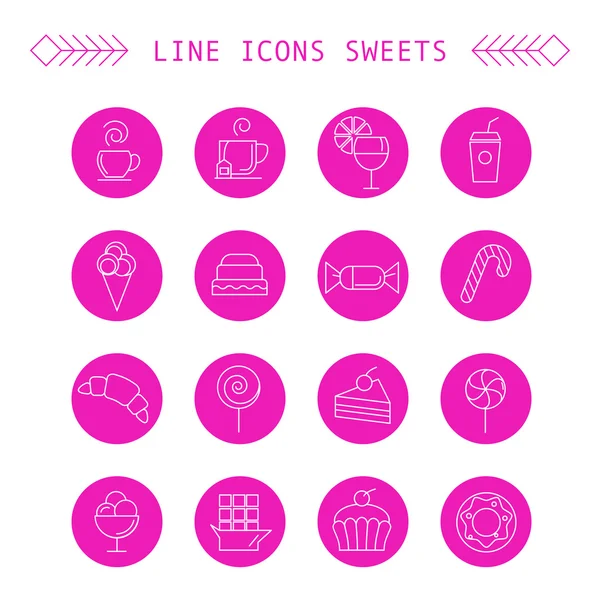 Computer icon set with different sweets — Stock Vector