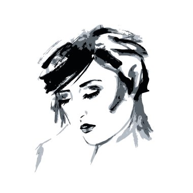 Genç kadın yüz el çekilmiş. 