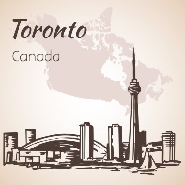Toronto, Kanada sityscape sahil yakınında. Beyaz izole 