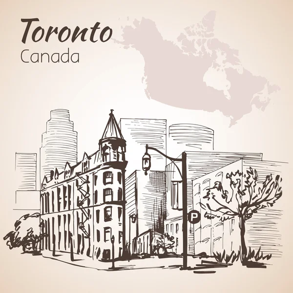 Ιστορικά κτίρια Τορόντο, Καναδάς. Απομονωμένα σε λευκό φόντο — Διανυσματικό Αρχείο