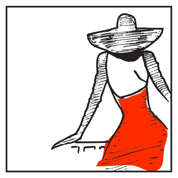 Handgezeichnete Silhouette einer jungen Frau. — Stockvektor