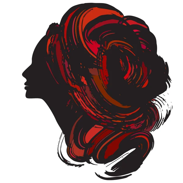 Hand drawn Profile of young woman. — Stock Vector