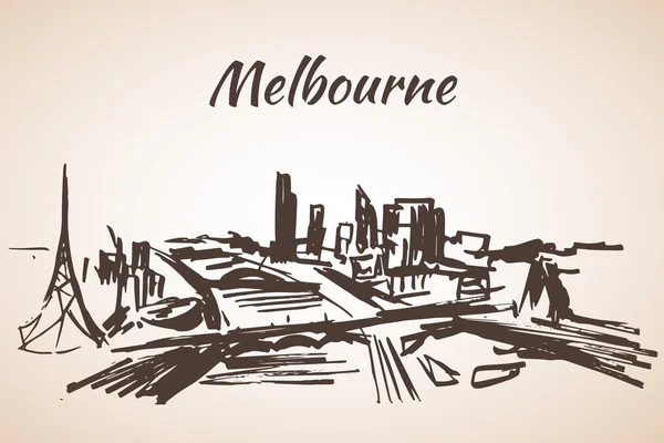 Melbourne esboço da paisagem da cidade - Austrália . — Vetor de Stock