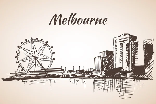 Melbourne city scape skizze - australien. — Stockvektor