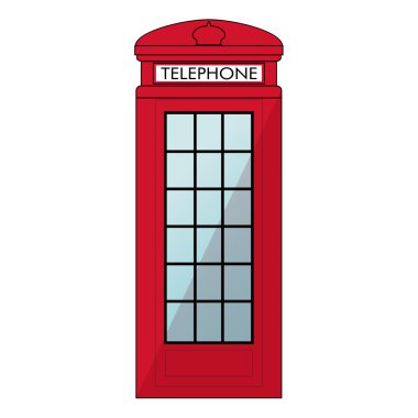 Kırmızı Londra telefon kulübesi. Beyaz arka plan üzerinde izole