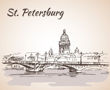 Saint Isaac Katedrali ve köprü Sankt Petersburg, Rusya. SK