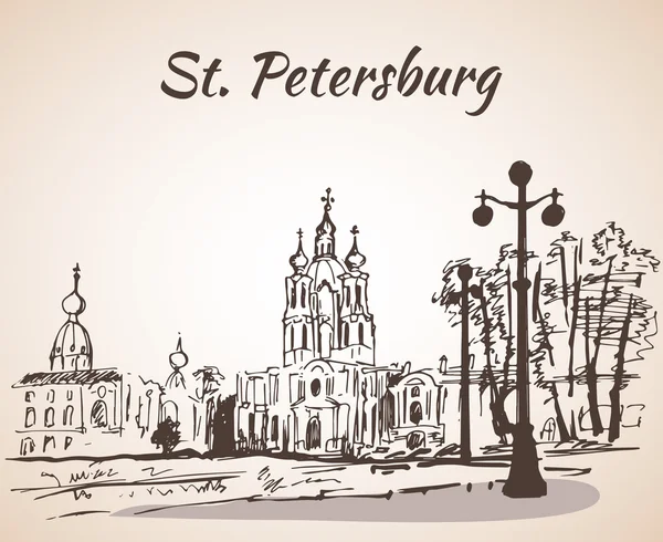Catedral Smolny em São Petersburgo, Rússia — Vetor de Stock