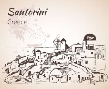 Santorini anahat kroki - Yunanistan. 