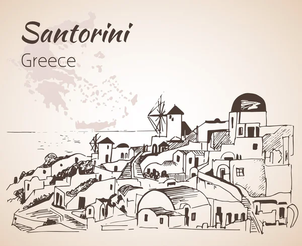 Santorini anahat kroki - Yunanistan. 