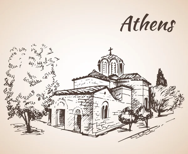 Kreikka Ateena Pyhä apostolien kirkko — vektorikuva