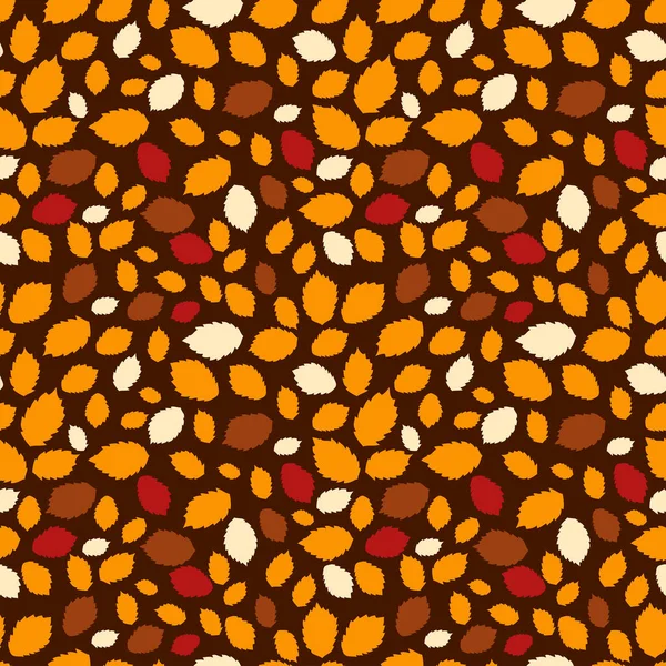 Seamless Cute Autumn Pattern Fall Leaves Warm Color Dark Background — Stock Photo, Image