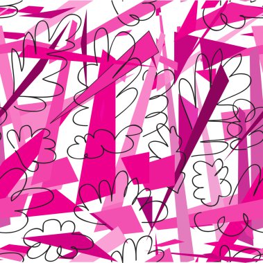 Kesintisiz geometrik pembe desenle yapraklar
