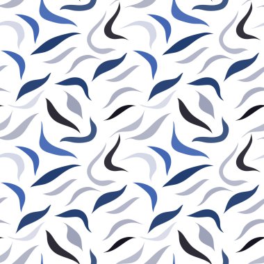 Mavi ile Dikişsiz beyaz desen yapraklar