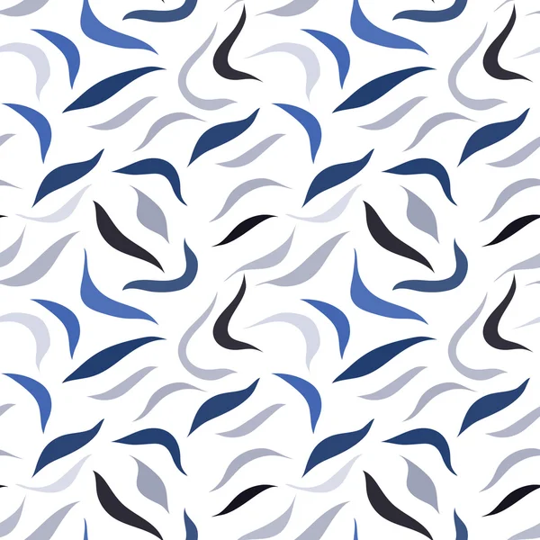 Mavi ile Dikişsiz beyaz desen yapraklar — Stok Vektör