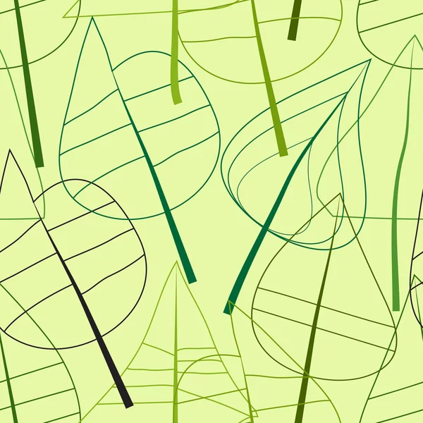 Nahtloses grünes Muster mit Blattadern — Stockvektor