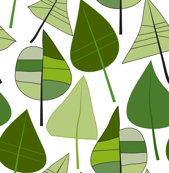 Χωρίς ραφή πρότυπο με διακοσμητικό πράσινο φύλλα — Διανυσματικό Αρχείο