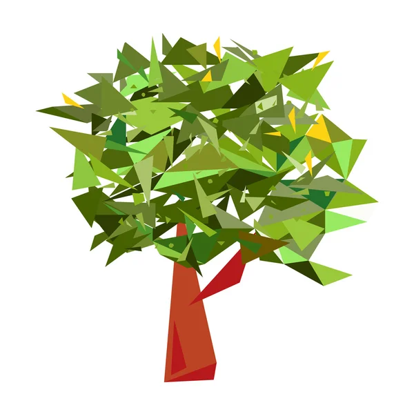 Árbol geométrico con hojas — Vector de stock