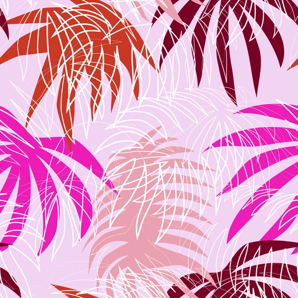Seamless pattern with colorful palm leafs — Stock Vector