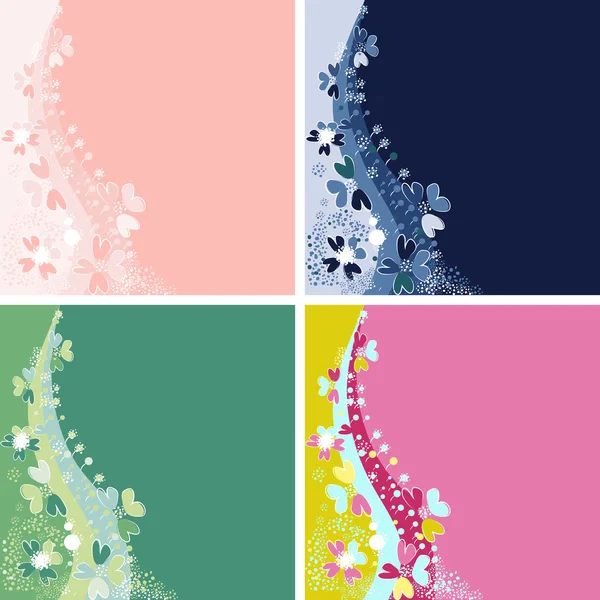 四个彩色的封面与花 — 图库矢量图片